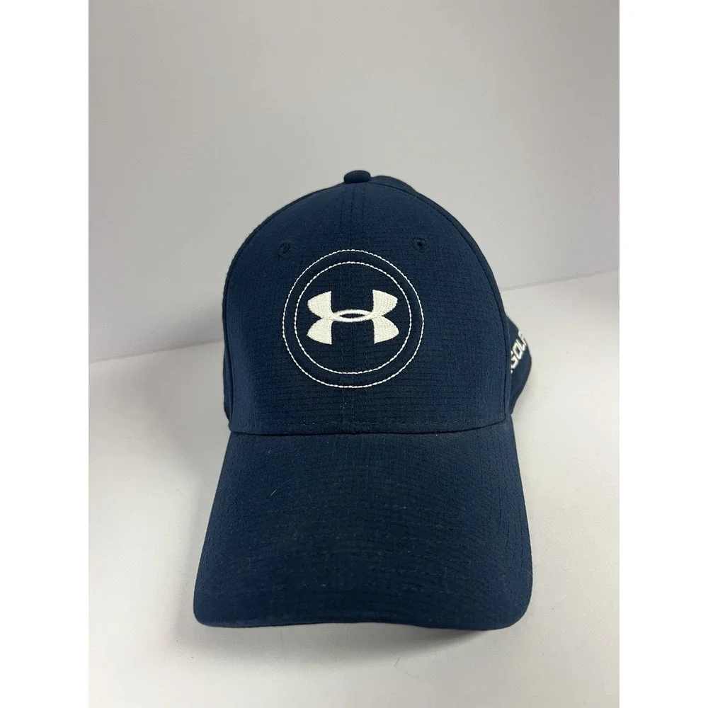 UNDER ARMOUR GOLF Cap Flex Fit Hat Breathable Size‎ MD/LG Navy White Logo